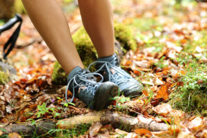 Close-up of hiker with sprained ankle